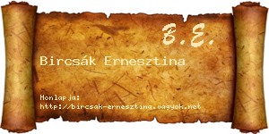 Bircsák Ernesztina névjegykártya